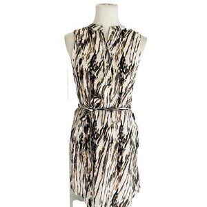 Cynthia Rowley Dress Women Size 2 Linen Tie Lined Ikat Sleeveless